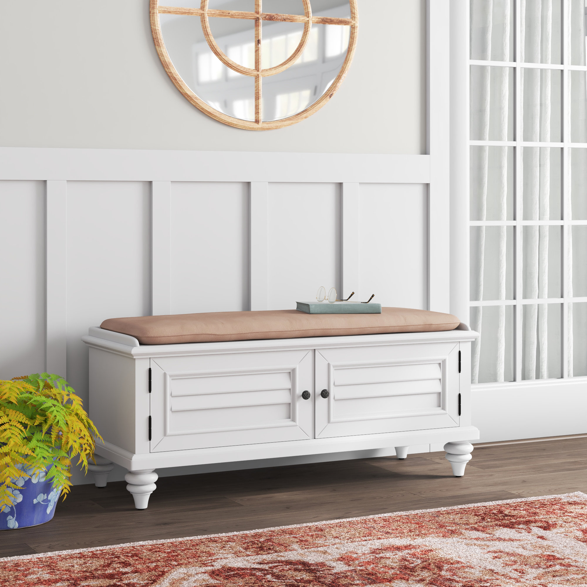 Lark Manor™ Delacour Solid Wood Storage Bench & Reviews | Wayfair